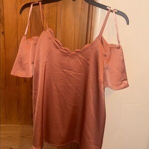 Monteau Scalloped Pink Off-Shoulder Blouse